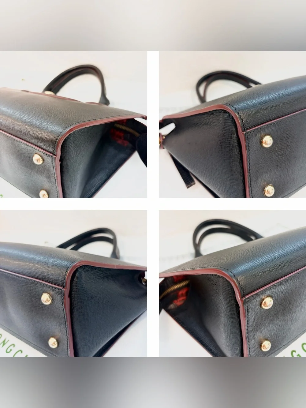 LONGCHAMP Le Pliage Heritage Black Leather Crossbody Satchel Bag w/ Strap